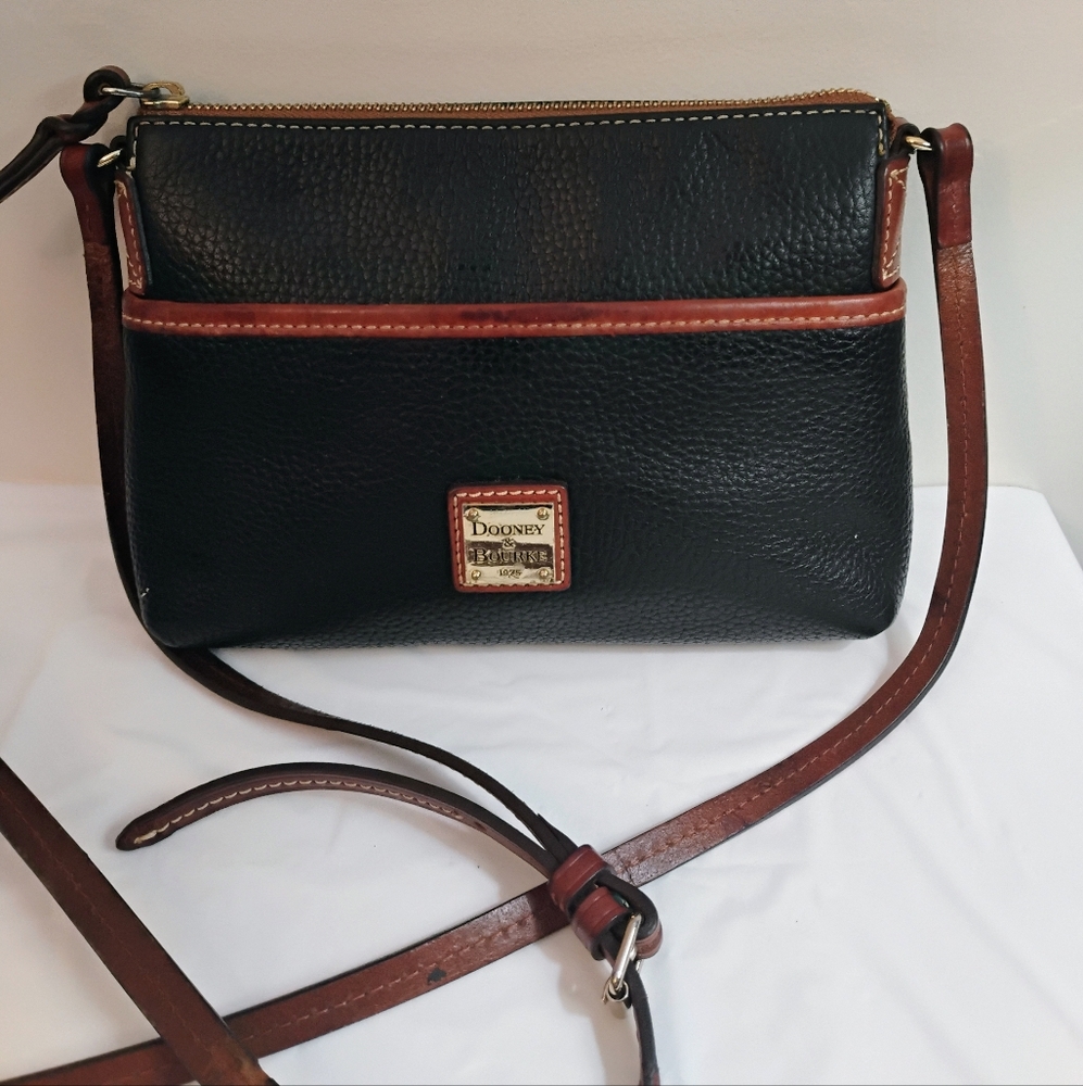 Dooney & Bourke Black and Brown Leather Crossbody Bag